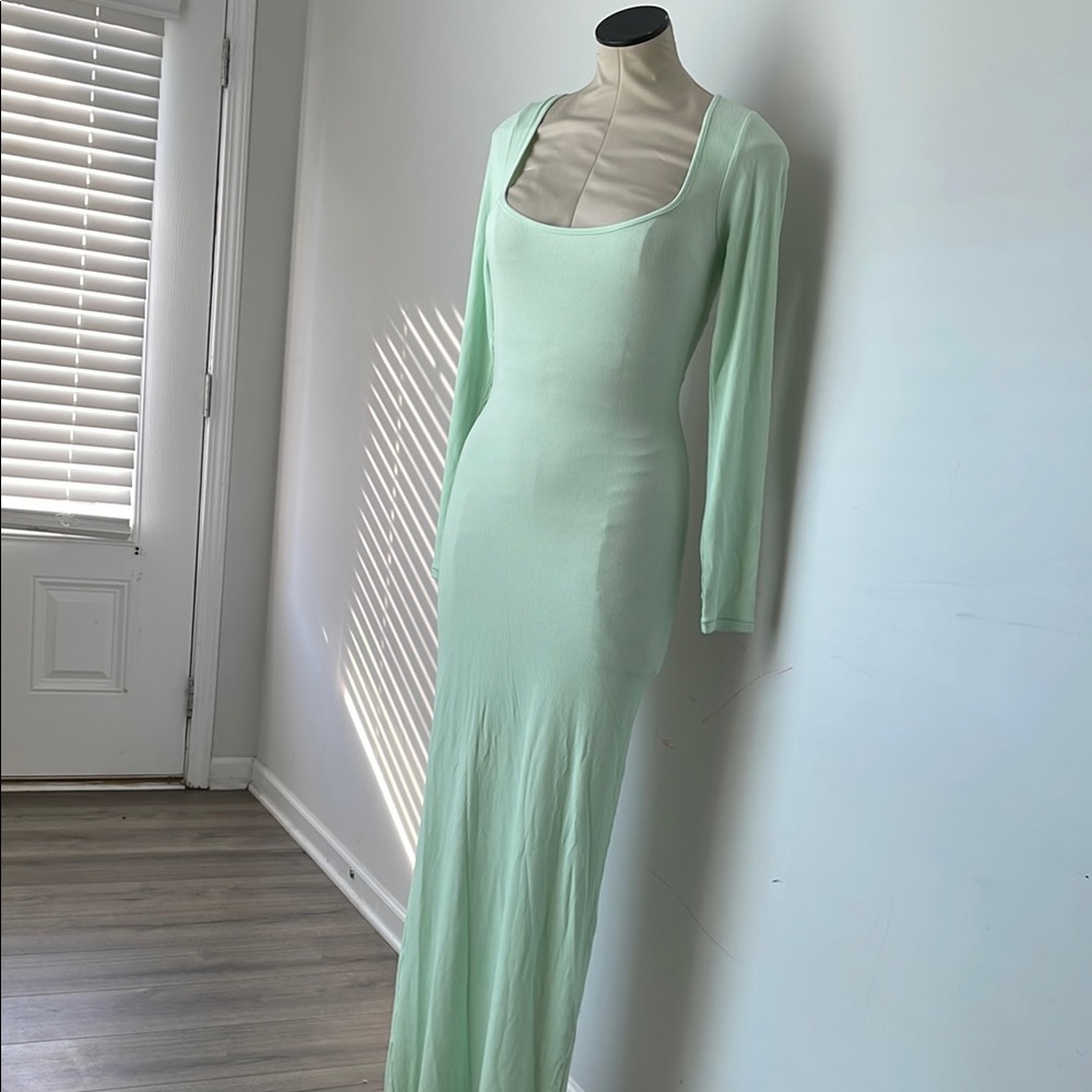 SKIMS Green Long Sleeve Bodycon Dress